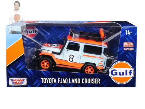 Toyota FJ40 Land Cruiser #8 "Gulf Oil"  White Limited Edition to 2400 pieces Worldwide 1/24 Diecast Model Car by Motormax Motormax
