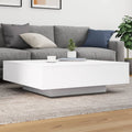 Coffee Table with LED Lights White 39.4"x39.4"x12.2