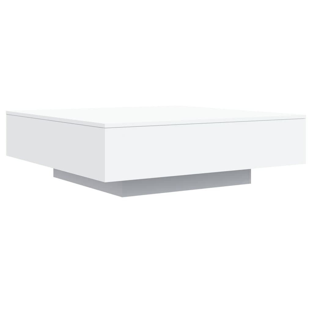 Coffee Table with LED Lights White 39.4"x39.4"x12.2