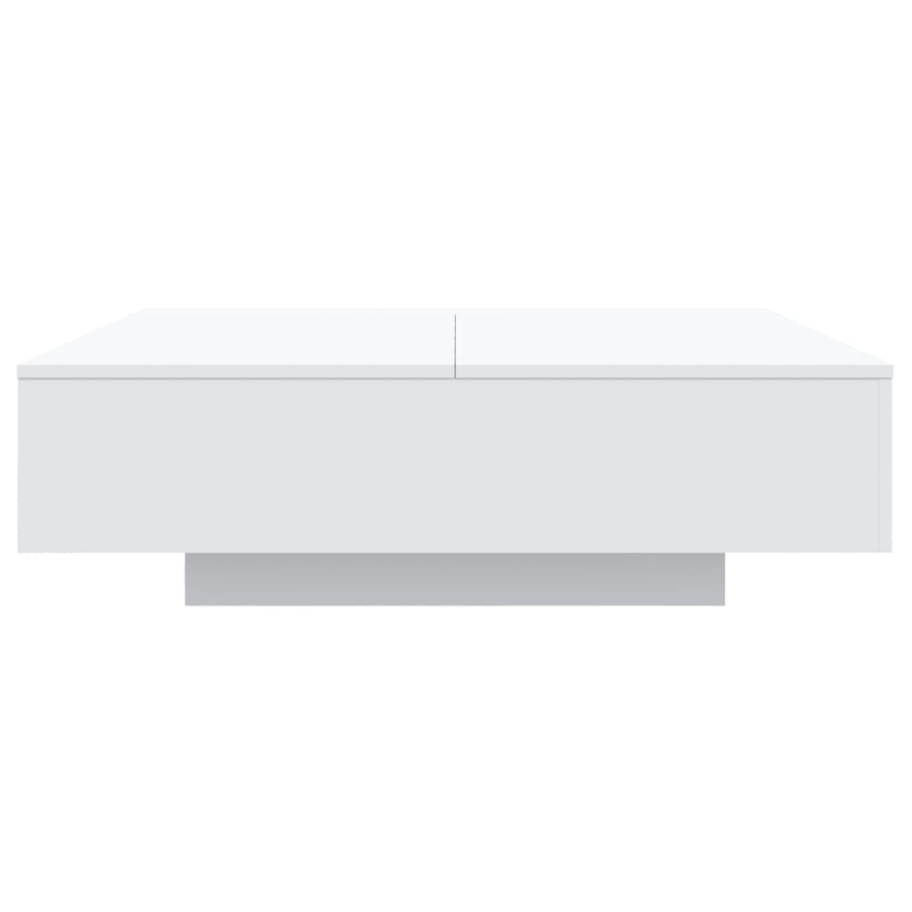 Coffee Table with LED Lights White 39.4"x39.4"x12.2