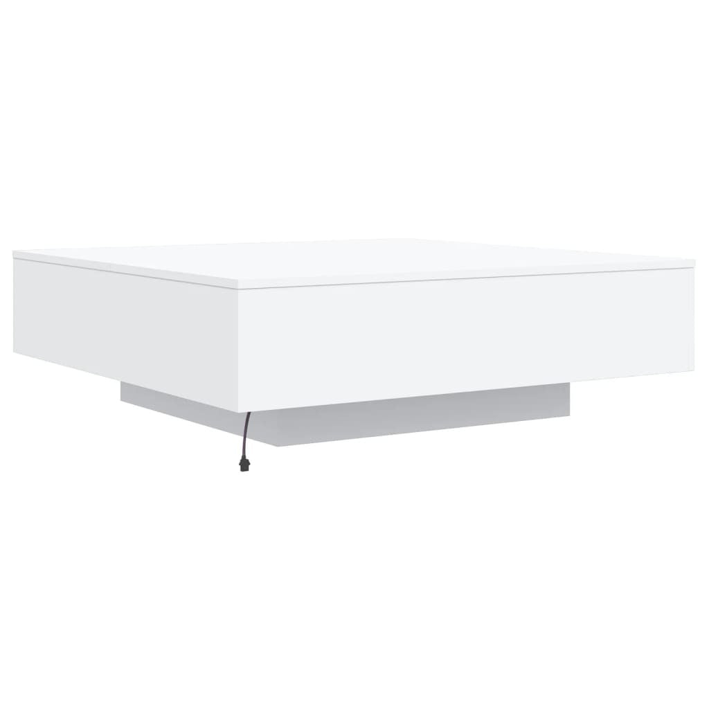Coffee Table with LED Lights White 39.4"x39.4"x12.2