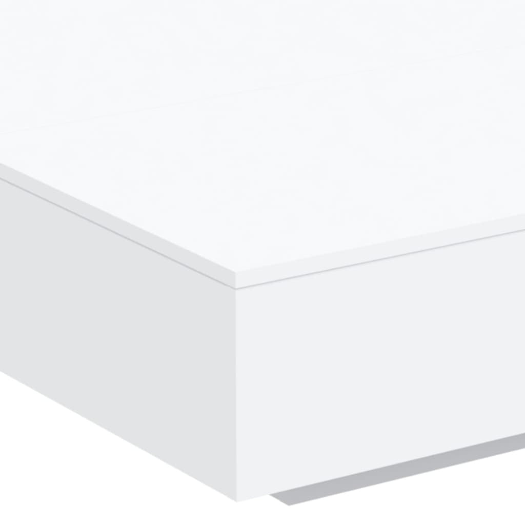 Coffee Table with LED Lights White 39.4"x39.4"x12.2