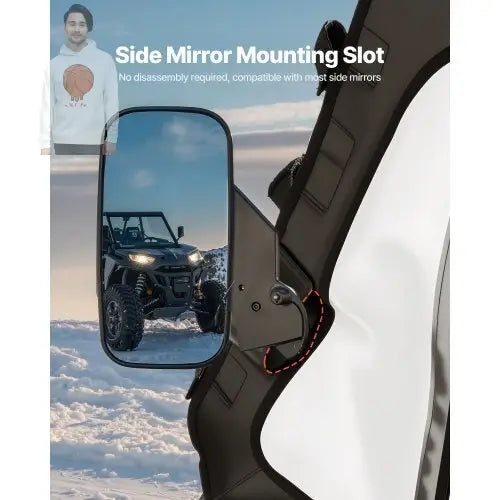 Cab Enclosure Upper Doors, Compatible with Polaris RZR XP 1000/XP Turbo 2014-2023, Soft Upper Doors, Windproof Upgraded Zipper UTV Soft Side Window Kit, Work with Side Mirrors and Windshields VEVOR