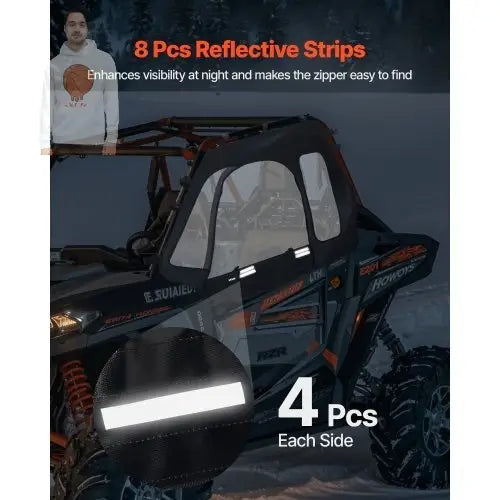 Cab Enclosure Upper Doors, Compatible with Polaris RZR XP 1000/XP Turbo 2014-2023, Soft Upper Doors, Windproof Upgraded Zipper UTV Soft Side Window Kit, Work with Side Mirrors and Windshields VEVOR