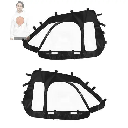 Cab Enclosure Upper Doors, Compatible with Polaris RZR XP 1000/XP Turbo 2014-2023, Soft Upper Doors, Windproof Upgraded Zipper UTV Soft Side Window Kit, Work with Side Mirrors and Windshields VEVOR