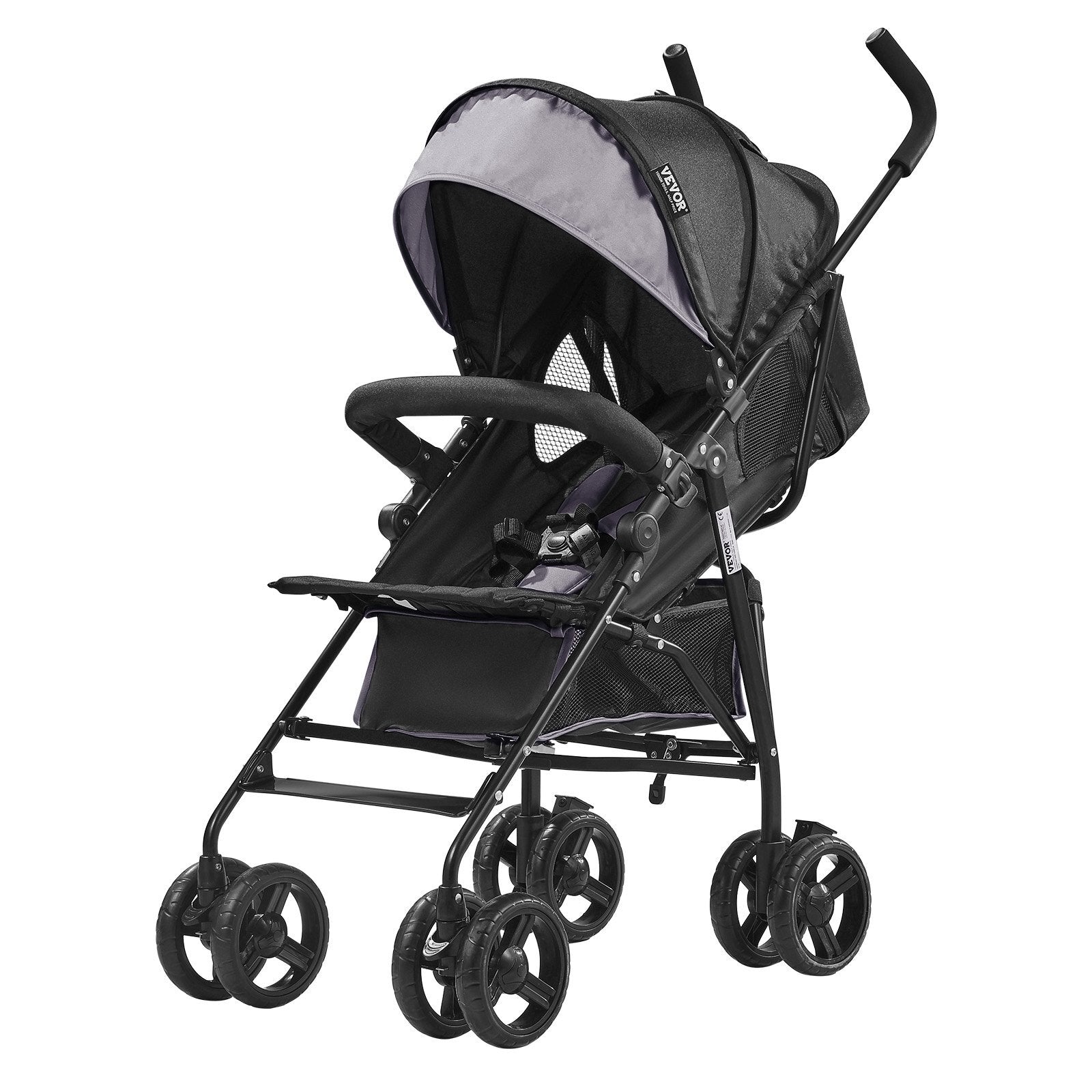 Lightweight Stroller, Compact Easy Fold MultiPosition Recline Canopy Backrest, Carbon Steel Frame, Large Storage Basket,Cup Holder, Umbrella Toddler Baby Stroller for Travel, Light Gray/Black