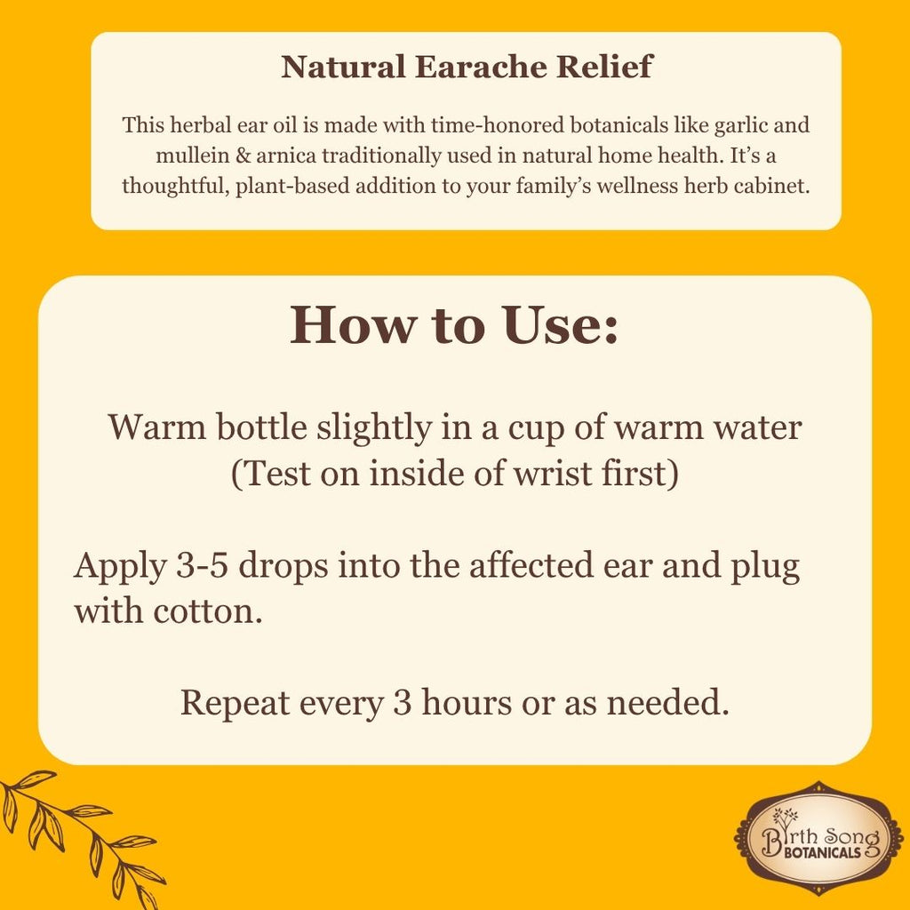 Herbal Earache Relief Oil Blended with Garlic and Mullein Flowers 1 oz