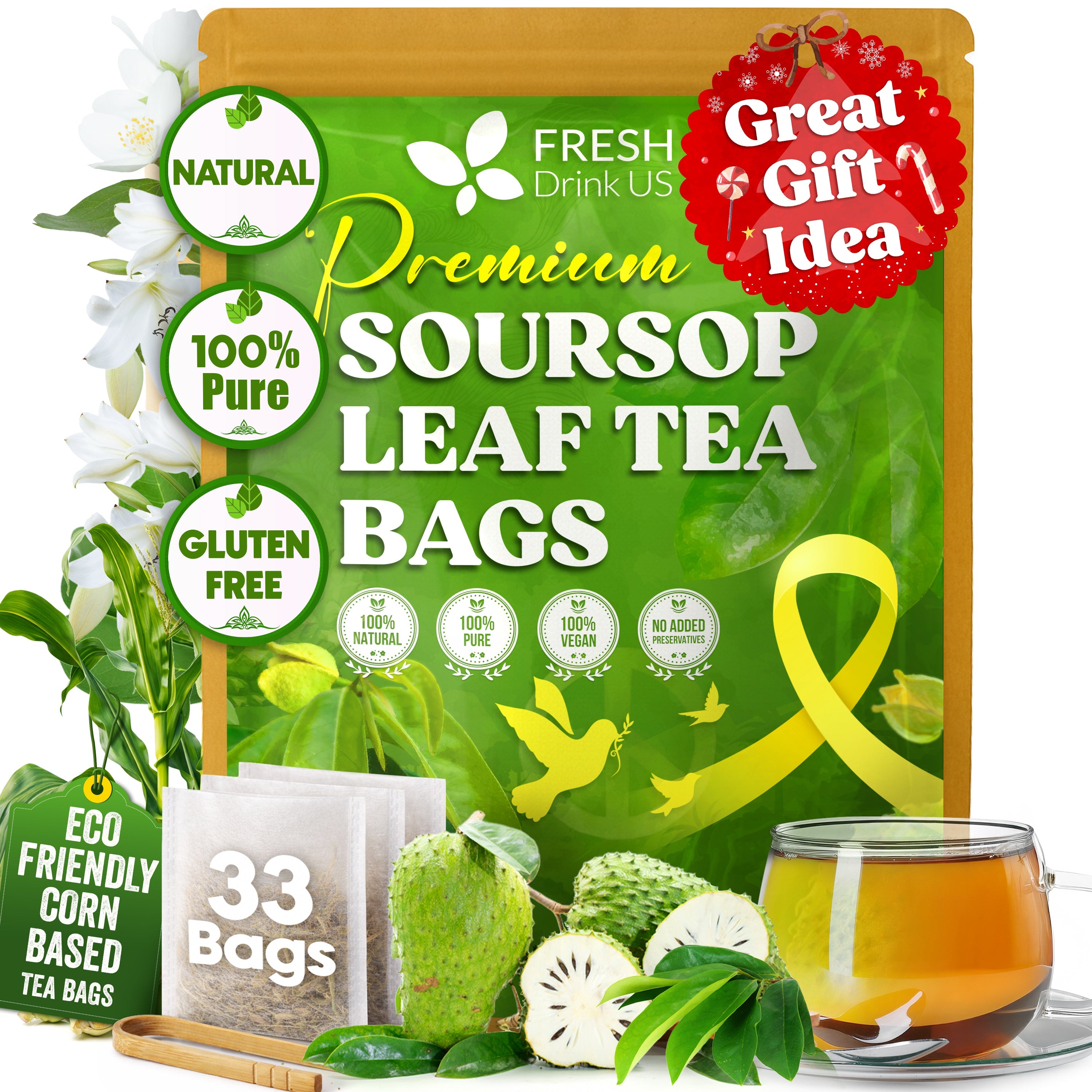 Premium Soursop Leaves Tea bags, Dried Soursop Leaves, Soursop Leaf Powder, Guanabana Leaves Tea, Hoja Guanabana Tea