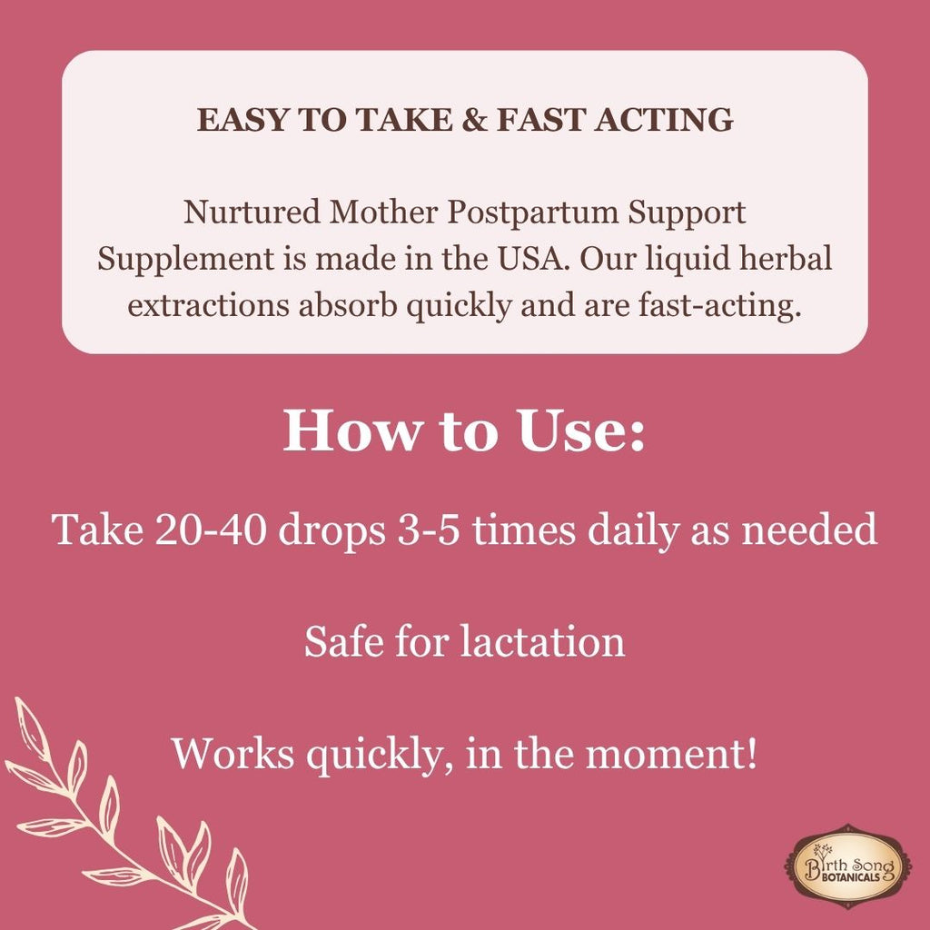 Nurtured Mother Postpartum Recovery Tincture for After Birth Cramps 1 oz.