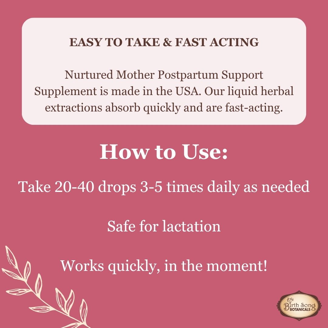 Nurtured Mother Postpartum Recovery Tincture for After Birth Cramps 1 oz.