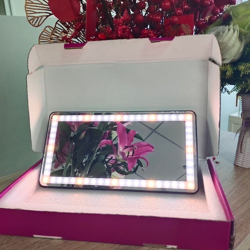 Car Sun Visor Vanity Mirror Rechargeable LED Makeup Mirror With 3 Light Modes 60 LEDs Dimmable Touch Control black