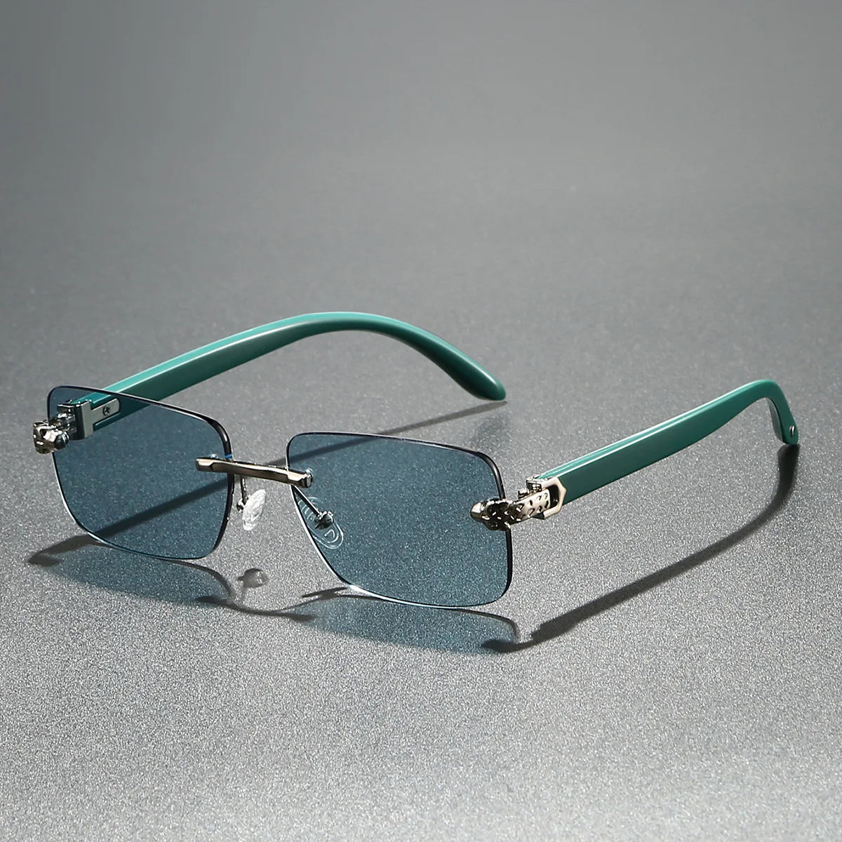 Europe Fashion Rectangular Sunglasses Men Women Unisex Luxury Rimless Frameless Cheetah Man Sun Glasses Wooden Texture