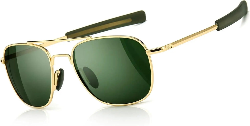 Men's Military Style Polarized Aviator Sunglasses with Bayonet Temples for Outdoor Activities