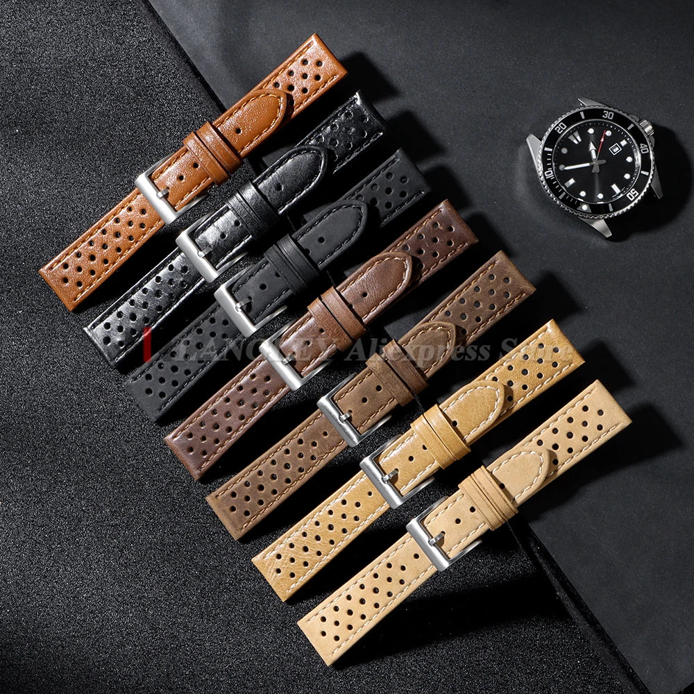 18mm 20mm 22mm Vintage Calfskin Strap Universal Cowhide Watch Band Breathable Bracelet for Men Women Sport Wristbelt Accessories
