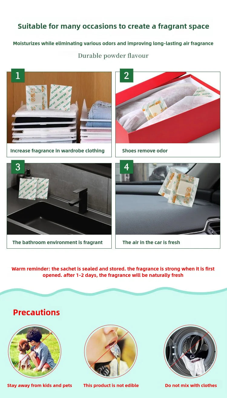 Aromatherapy Moisture Proof Deodorizing Sheets for Shoes Hats Clothing - Travel Gift Box Luggage Freshener Special Sachet