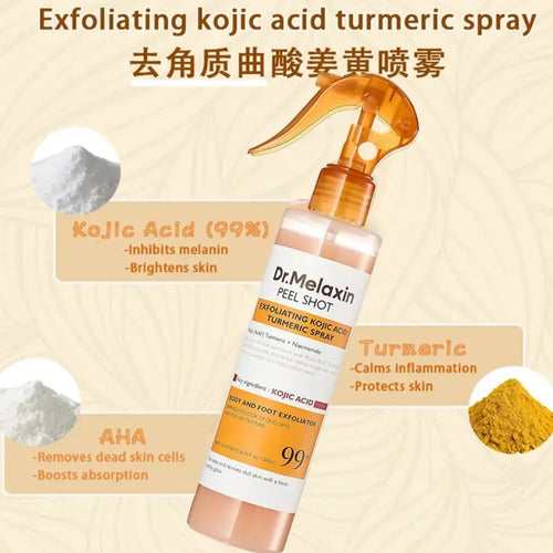 Body Keratin Care  Acid Turmeric Spray with Gentle Body Brightening & Exfoliating Peeling Solution Korean Skincare, 6.76 fl.oz