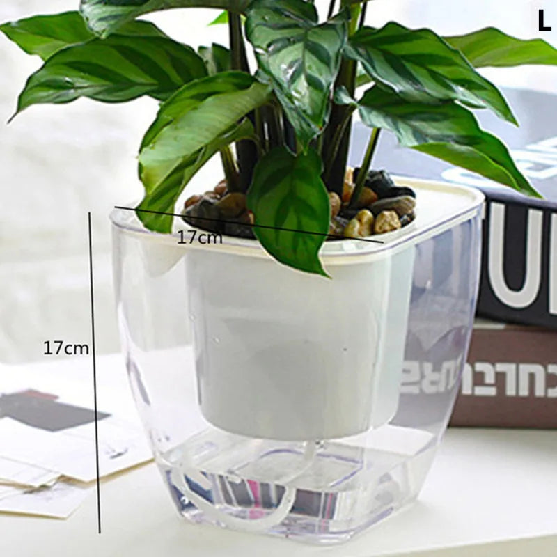 Flower Plant Pot Self Watering Planter Transparent Planting Flower Pot Water Storage Basin Stock Garden Supplies Home Decor FU