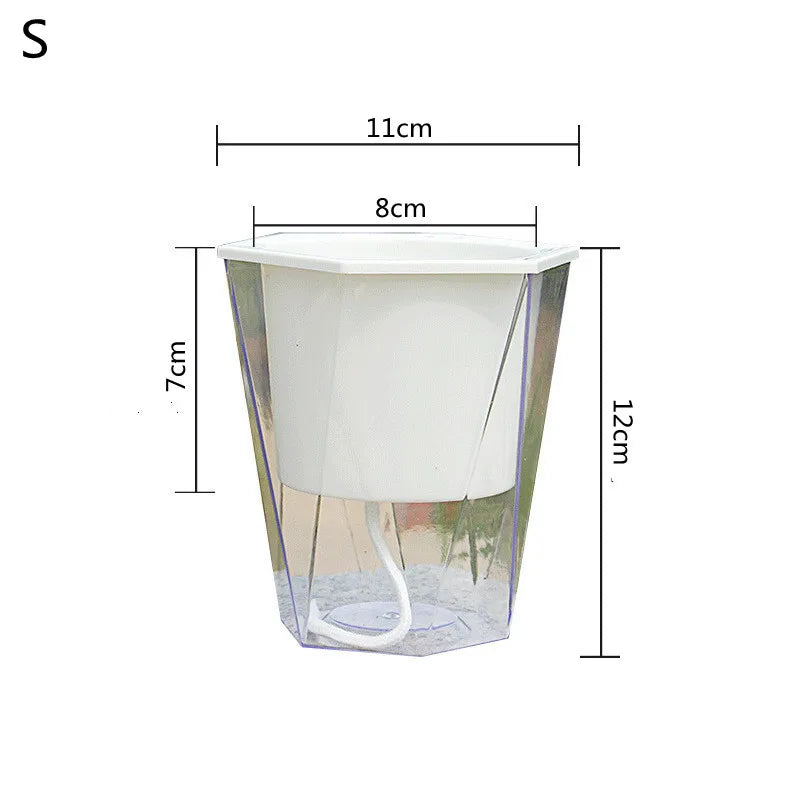 Flower Plant Pot Self Watering Planter Transparent Planting Flower Pot Water Storage Basin Stock Garden Supplies Home Decor FU