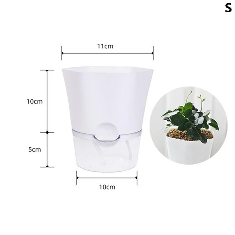 Flower Plant Pot Self Watering Planter Transparent Planting Flower Pot Water Storage Basin Stock Garden Supplies Home Decor FU