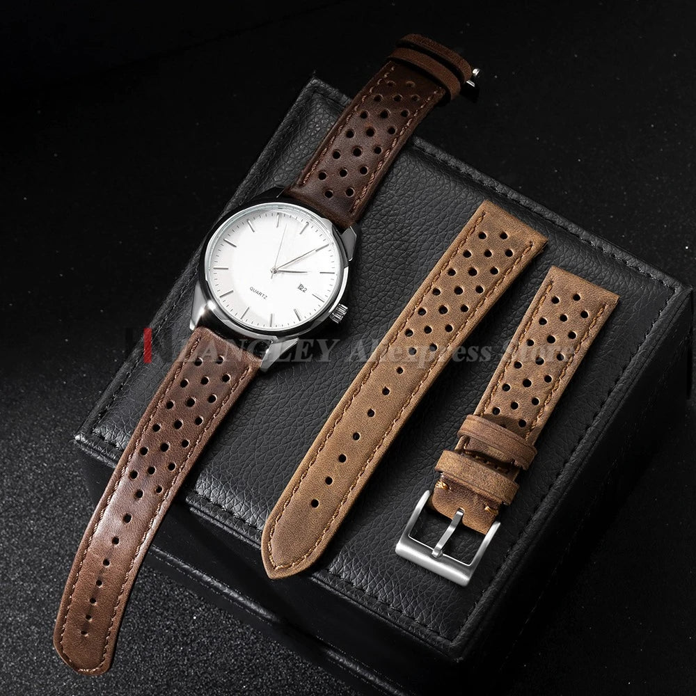 18mm 20mm 22mm Vintage Calfskin Strap Universal Cowhide Watch Band Breathable Bracelet for Men Women Sport Wristbelt Accessories