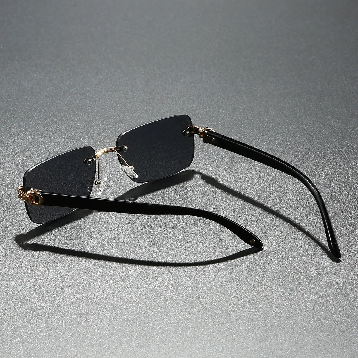 Europe Fashion Rectangular Sunglasses Men Women Unisex Luxury Rimless Frameless Cheetah Man Sun Glasses Wooden Texture