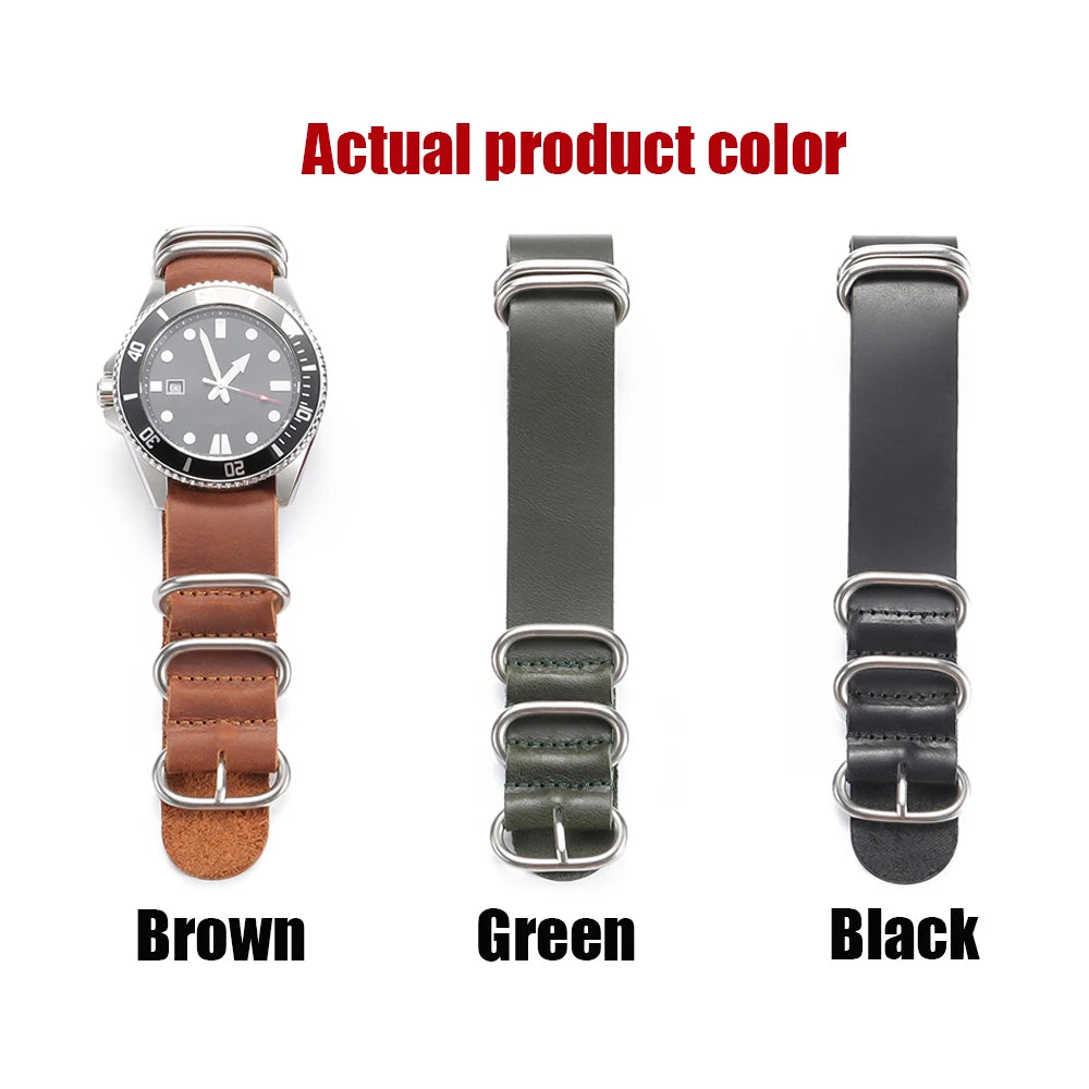 Vintage Genuine Leather Watch Band – 18mm / 20mm / 22mm