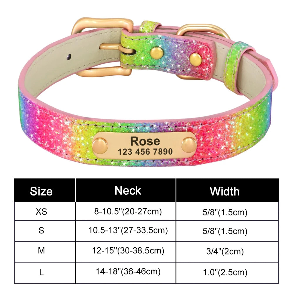 Personalized Bling Dog Collar with Engraved ID Tag
