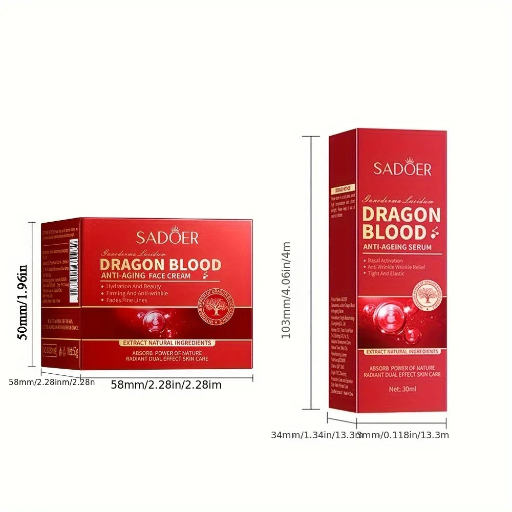 Lingzhi & Dragon Blood Skincare Set: Hydrating Cream, Serum & BB Cream, Natural Extract, Gentle Care for All Skin Types - Men &