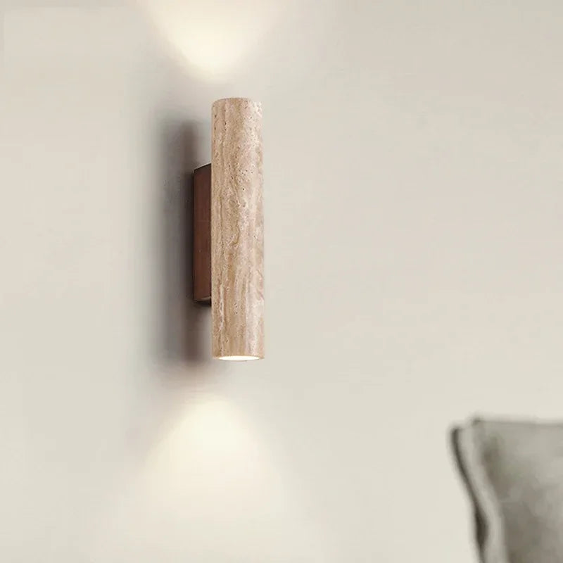 Yellow Marble Wall Lamp Up Down Japan Wabi Sabi Living Room Bedroom Bedside Light Led Travertine Stair Aisle Wall Decor Sconce