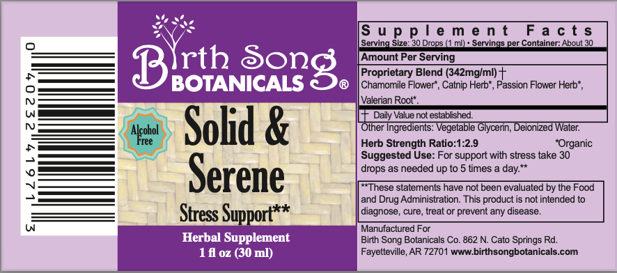 Solid & Serene Herbal Tincture Stress Support with Passionflower 1 oz.